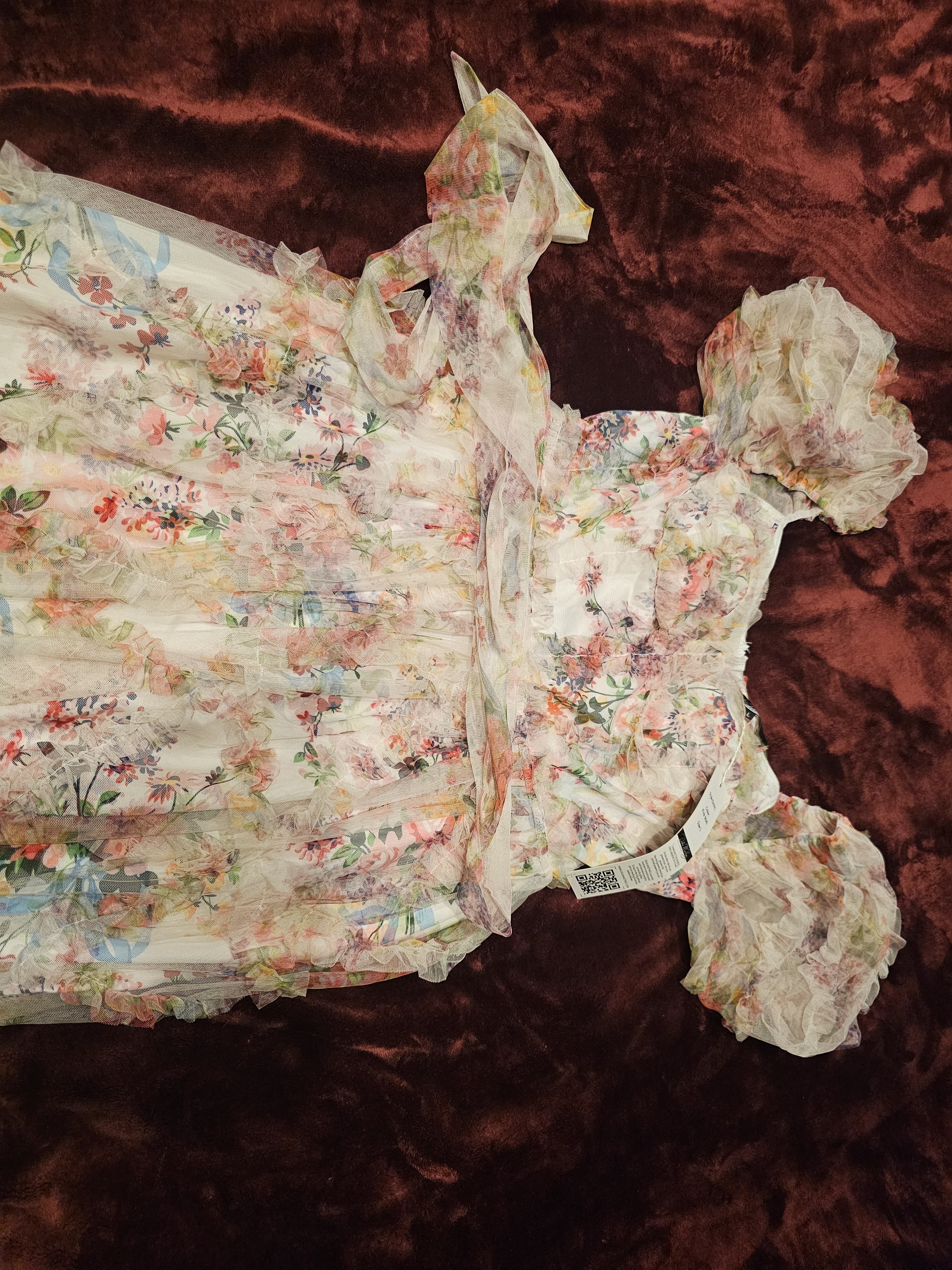 Dalia Macphee Floral Tulle Maxi Dress Size Large Nwt — image 2 of 3